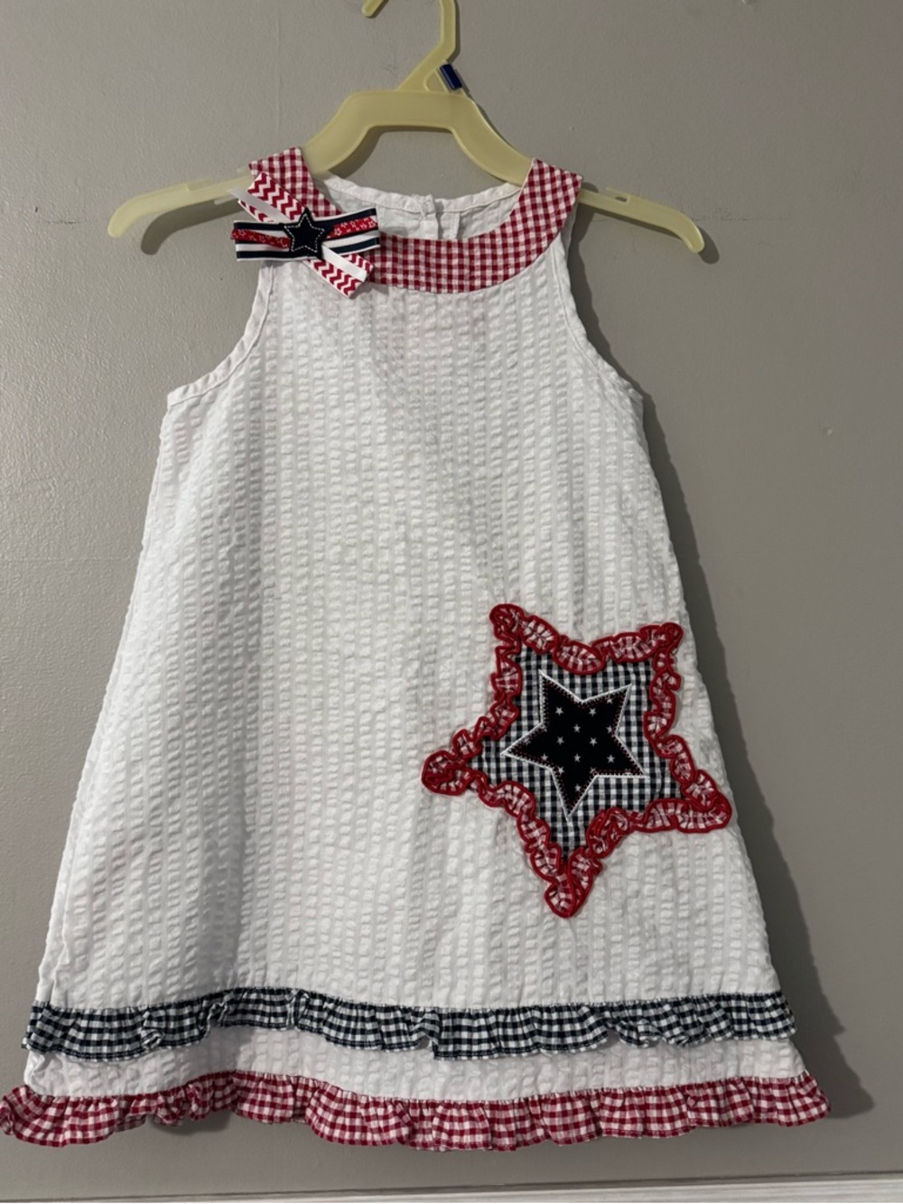 SOPHIE ROSE Seersucker Dress Red White Blue 4th July Girl’s Size 4T